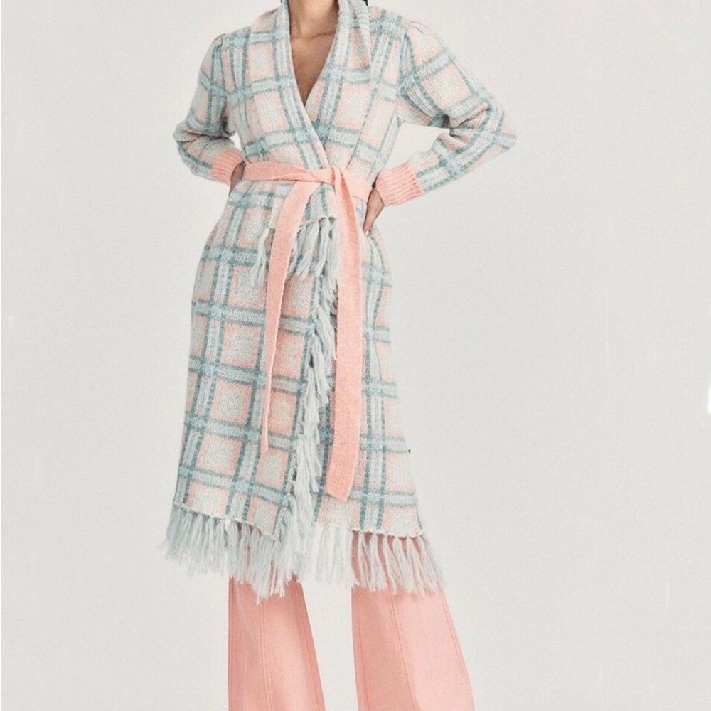 LoveShackFancy Avie Duster Size
XS/S Magnolia Pink Plaid Wool Mohair blend